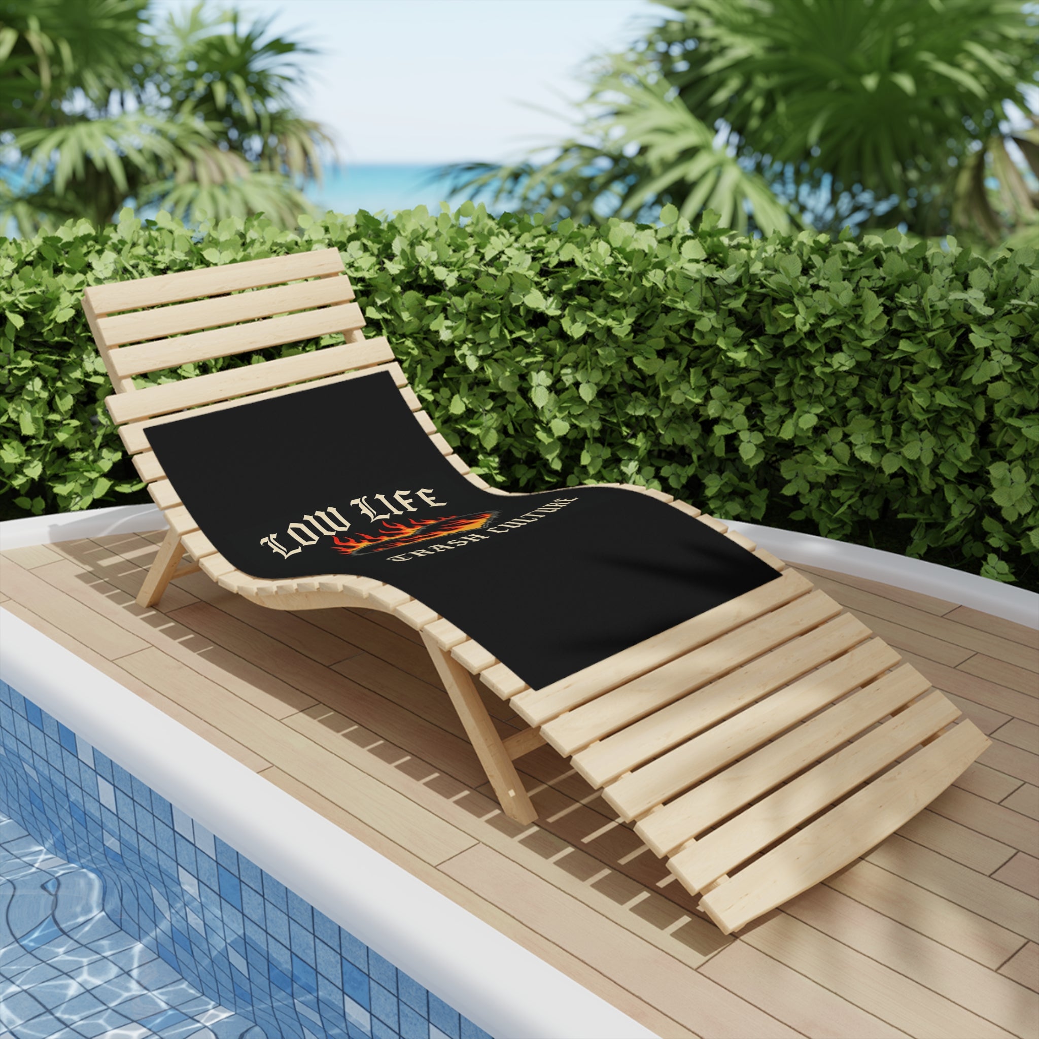 Flaming Heart 'Low Life Trash Culture' Beach Towel – Edgy Gothic Summer Towel