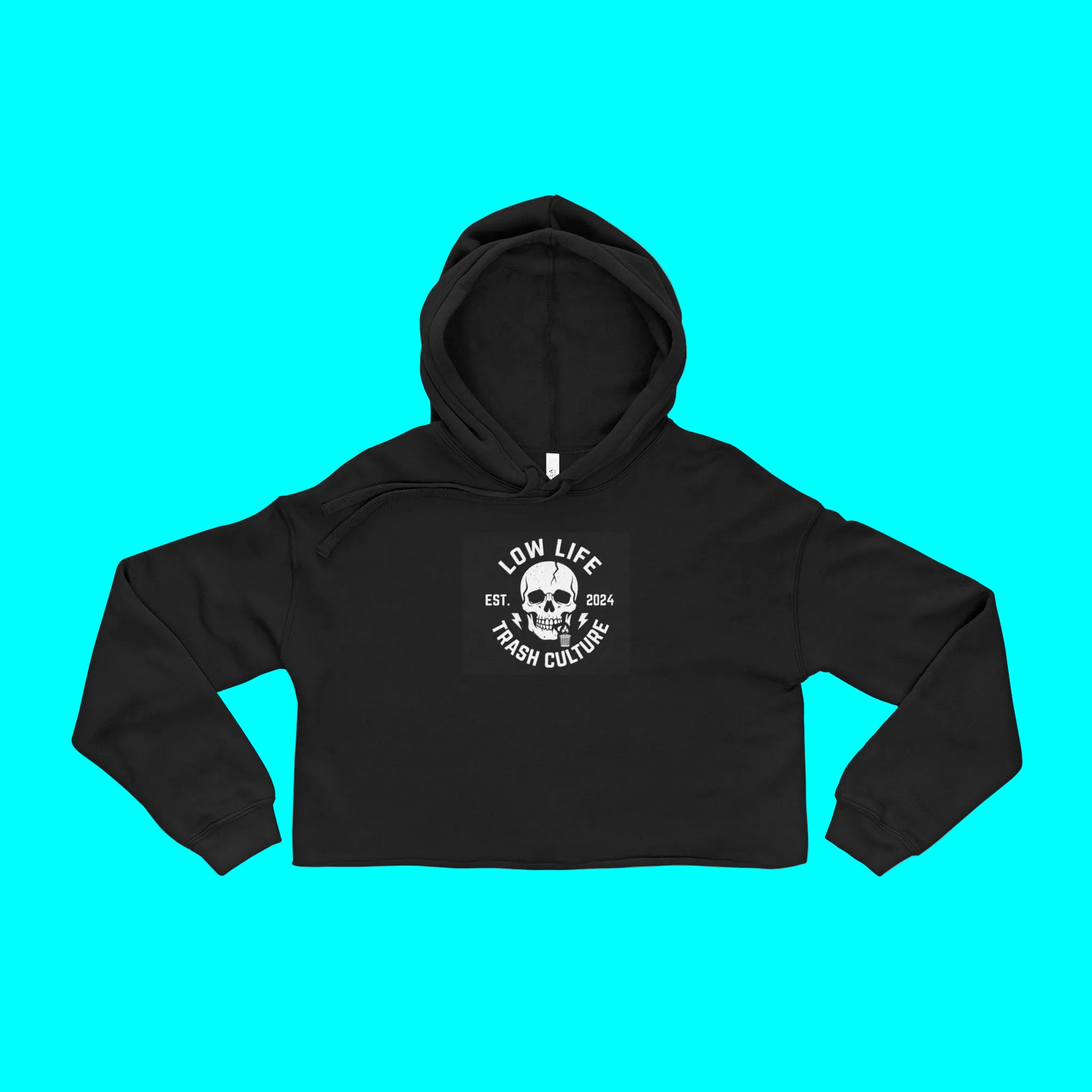Cropped Hoodie — "Low Life" Skull Car Culture Crop Top