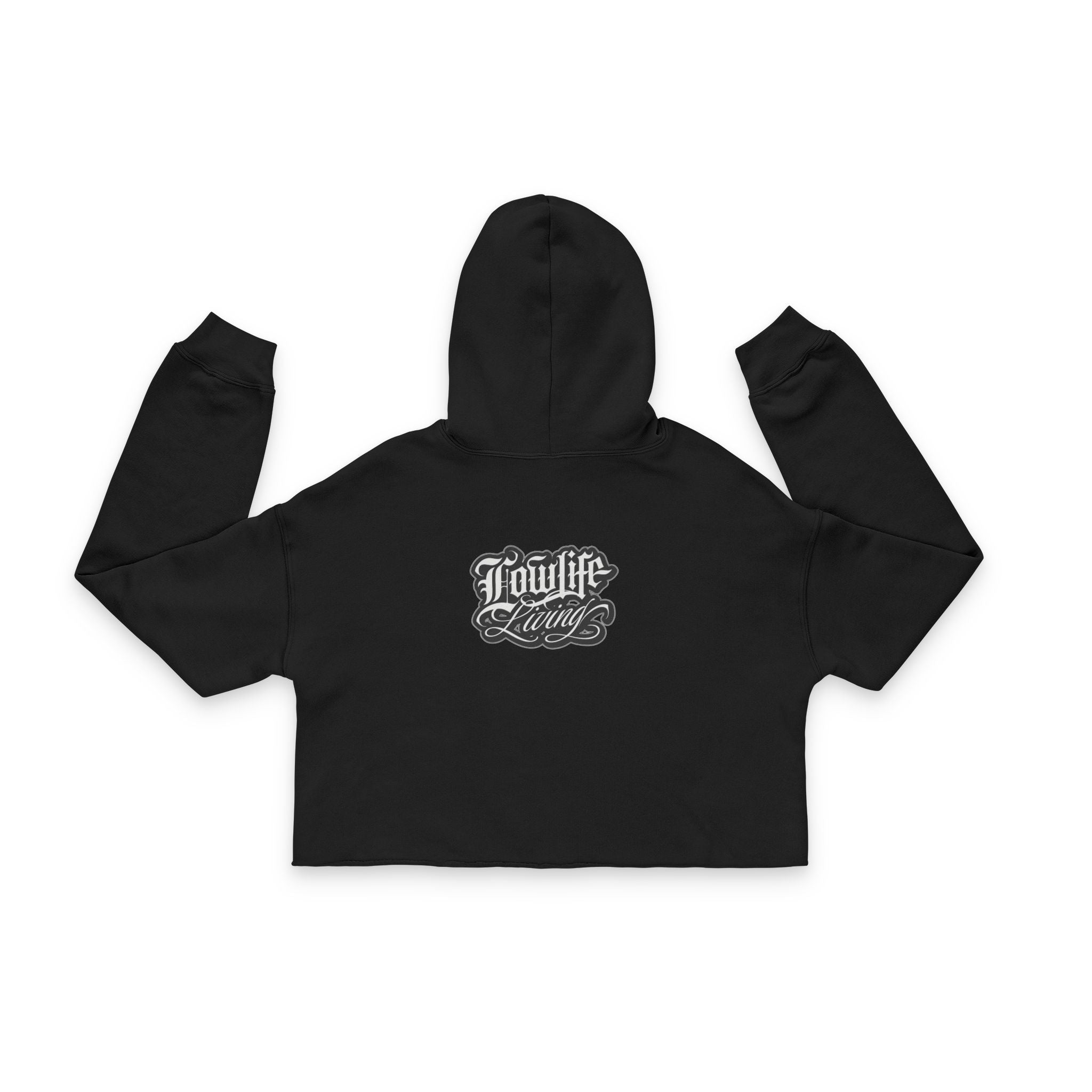 Cropped Hoodie — "Low Life" Skull Car Culture Crop Top