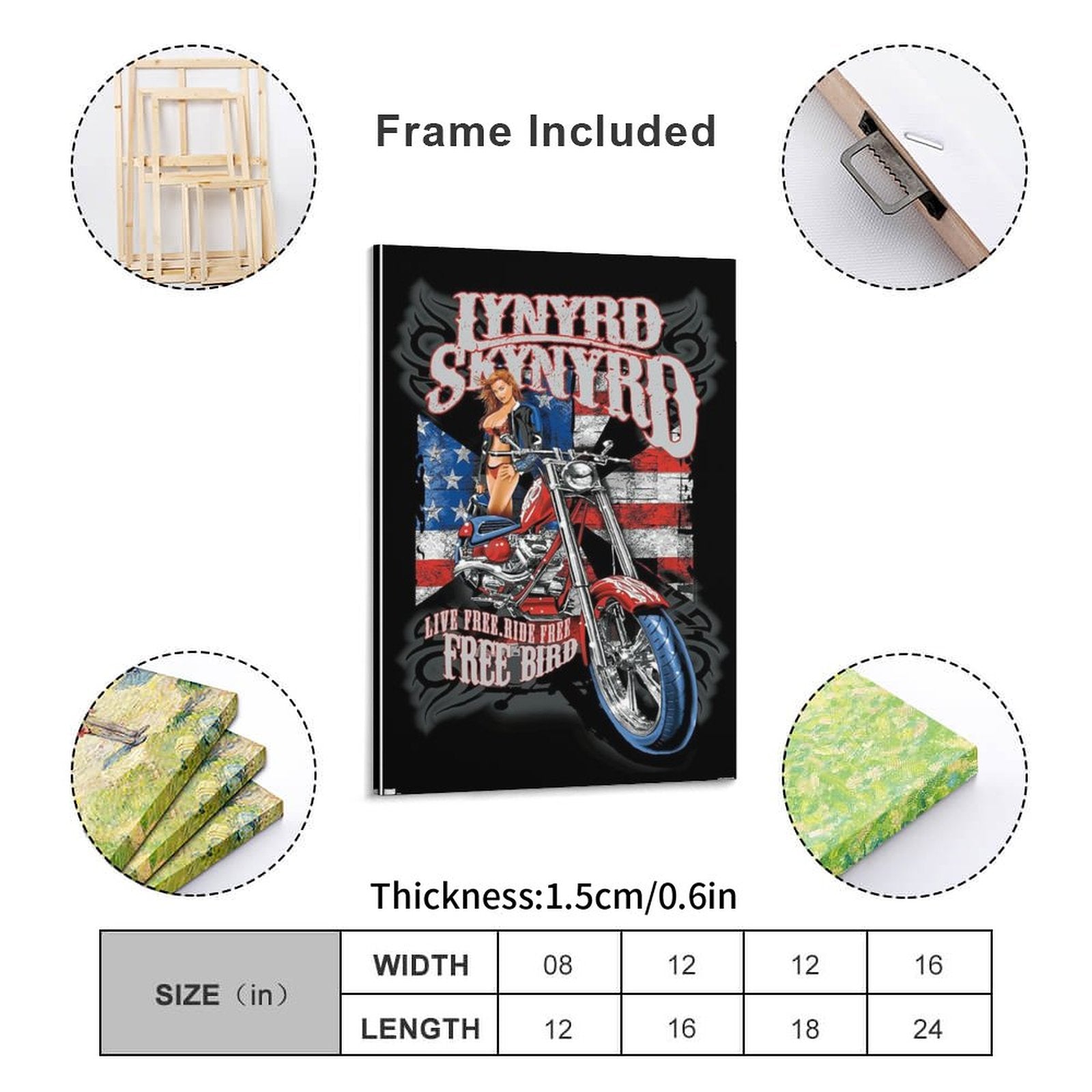 Modern Framed Canvas Wall Art Print–Large Wooden Frame for Living Room-8"x12"/16"×24"